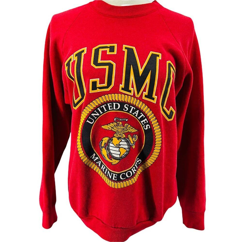 Vintage 90s usmc Sweatshirt Semper Fidelis Military Size Large Pullover